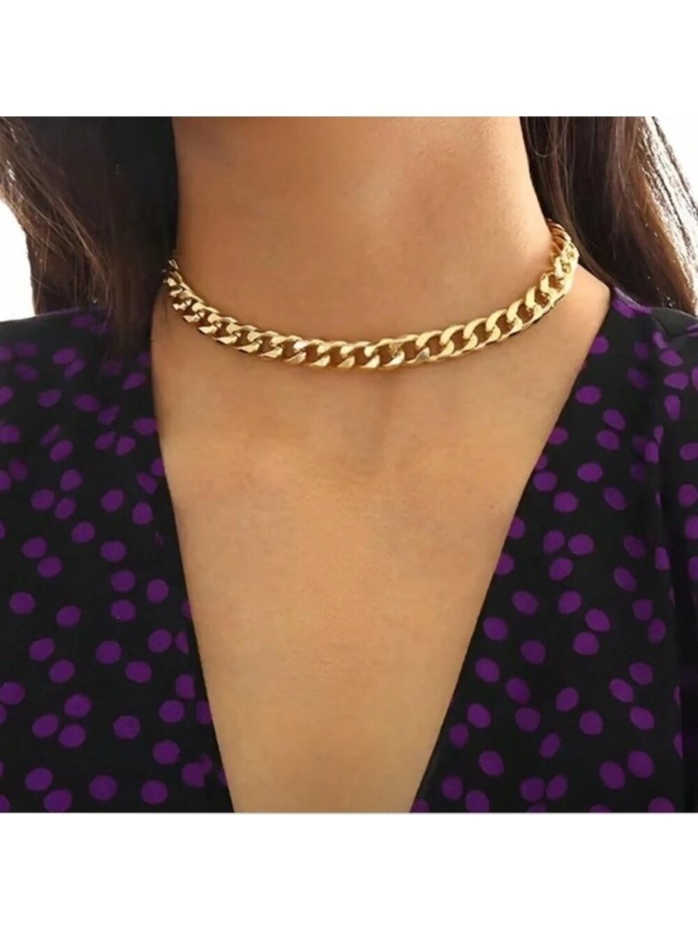 Gold Plated Stainless Steel 9mm Cube Chain Choker Necklace